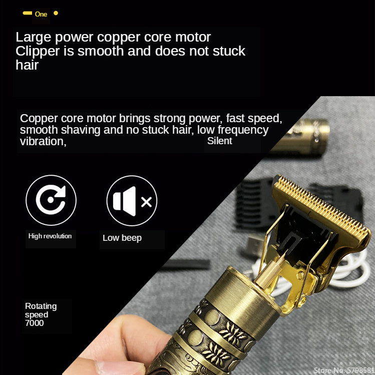 Electric Hair Clipper Oil head Electric hair Clipper LCD Display USB Engraving Buddha Head Retro T9 Scissors Power Generation Push Electric Hair Clipper Oil head Electric hair Clipper LCD Display USB Engraving Buddha Head Retro T9 Scissors Power Generation Push